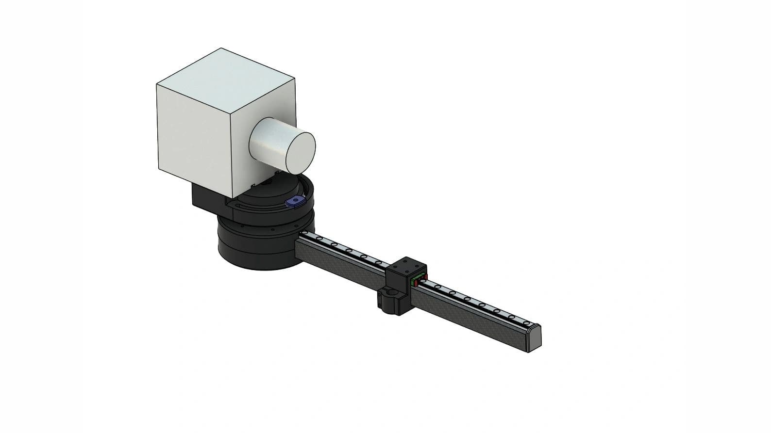 Detail 3D tištěného držáku měřící sondy pro fiber laser.